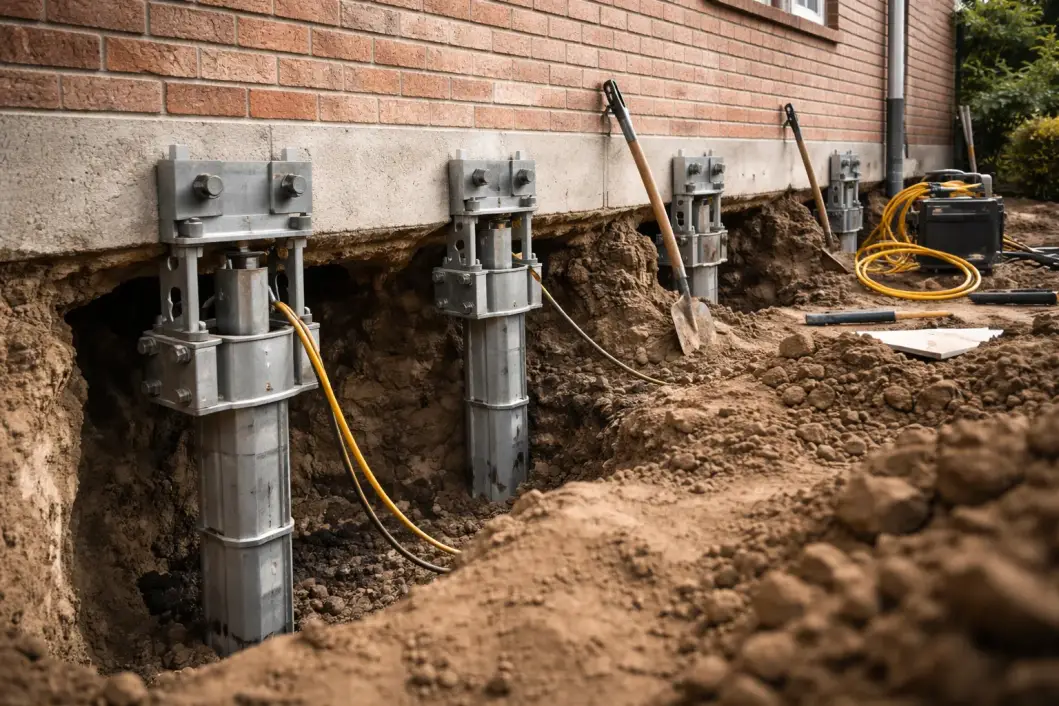 Steel Push Piers for Foundation Repair