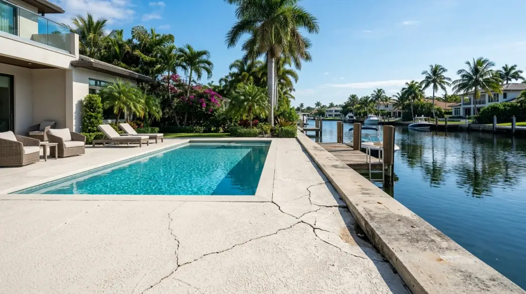 Do Pool Deck Cracks Mean Seawall Trouble How Waterfront Settlement Spreads Across a Property