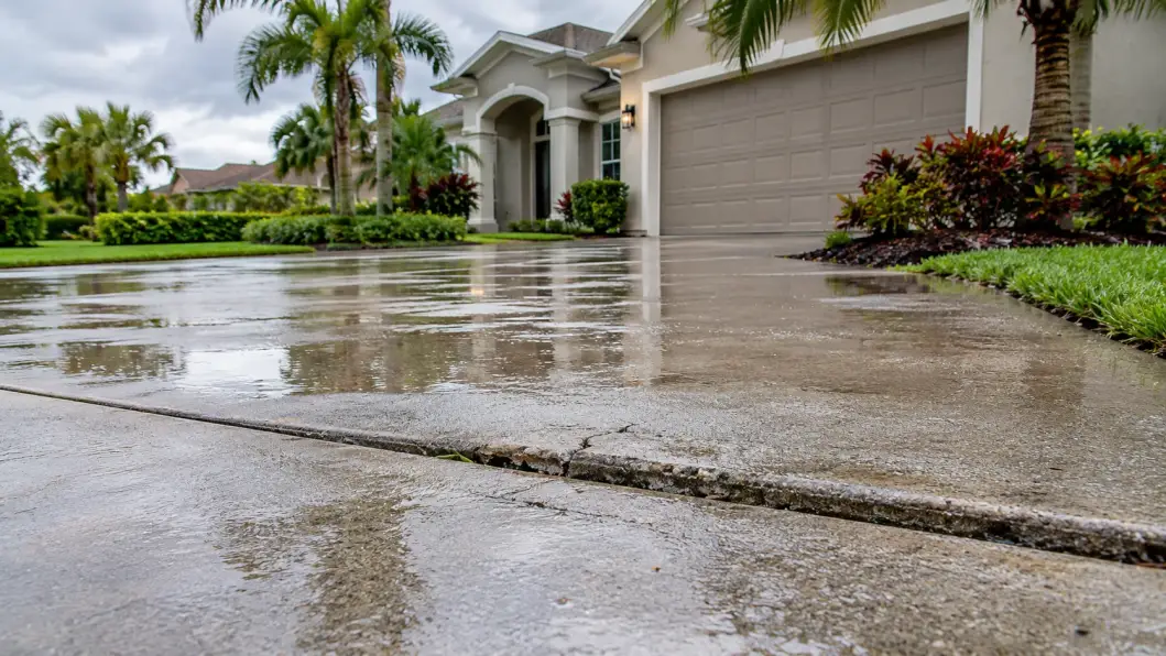 Why Does Concrete Sink After Heavy Rain Florida Drainage, Soil Loss, and Repair Options